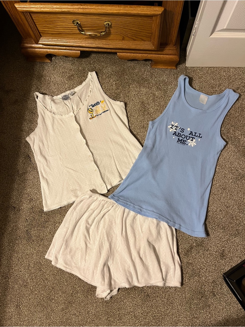 Tweety Bird pajama set in white and extra sleeveless top